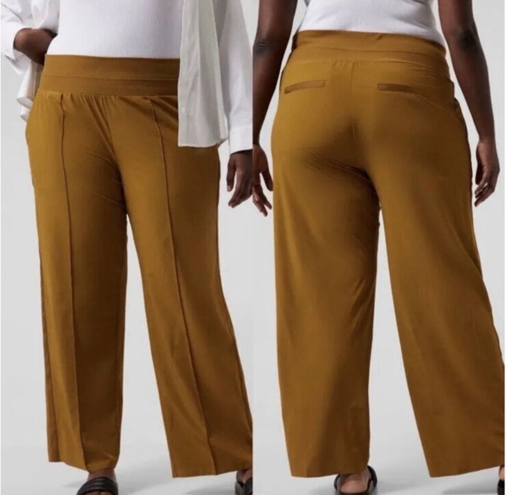 ATHLETA | Womens Nolita Wide Leg Pant $98 NEW Size 22 Athleisure Plus Size Brass